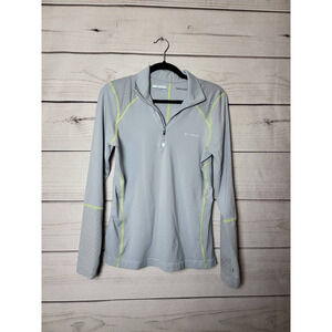 Columbia Womens Pullover Top Shirt Gray Yellow Long Sleeve Half Zip Omni-Wick M‎